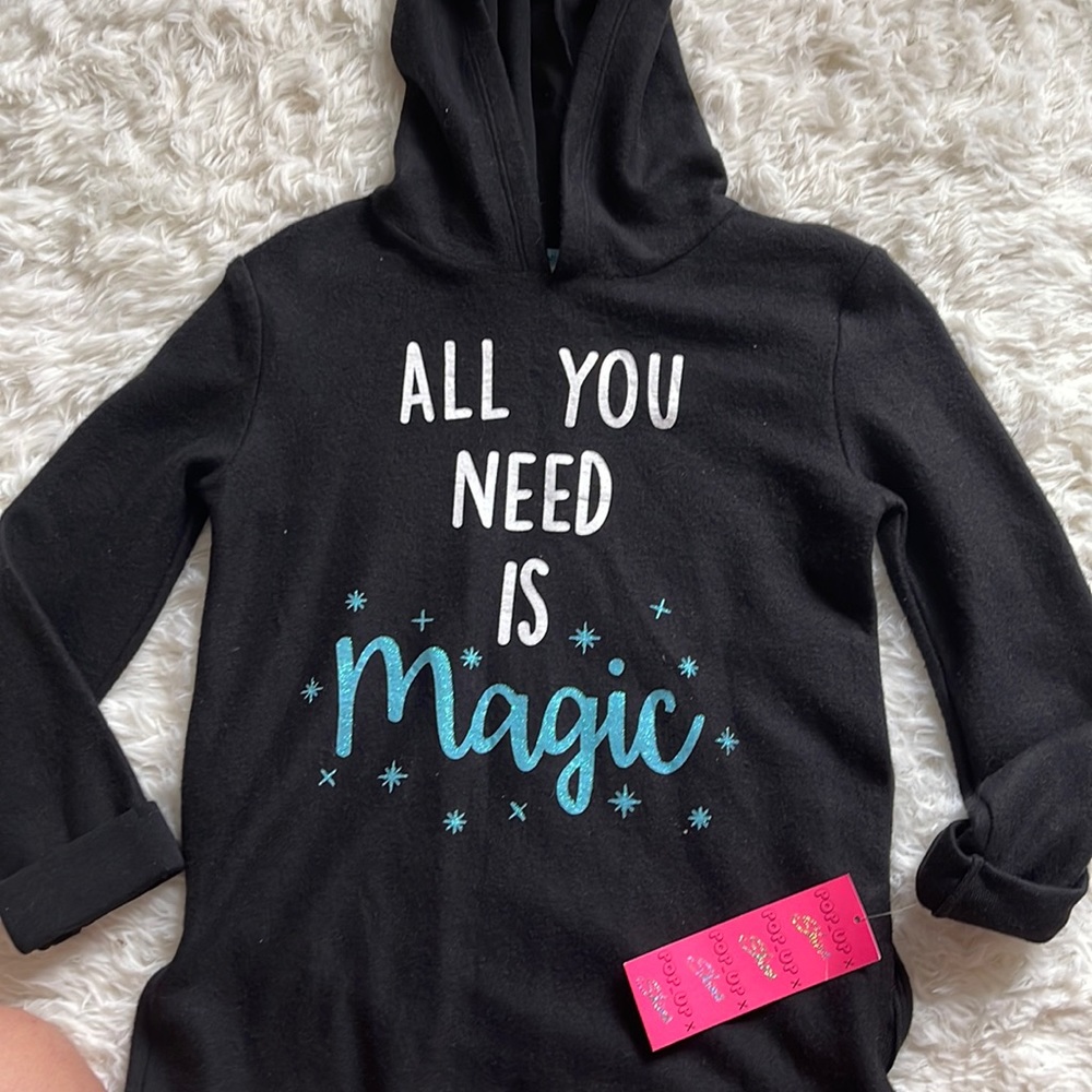 NWT Girls Black Fleece Hoodie